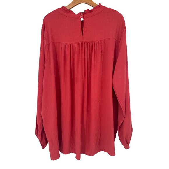 Torrid Womens Embroidered orange crinkle Blouse Size 3X Long Sleeve - Picture 4 of 7